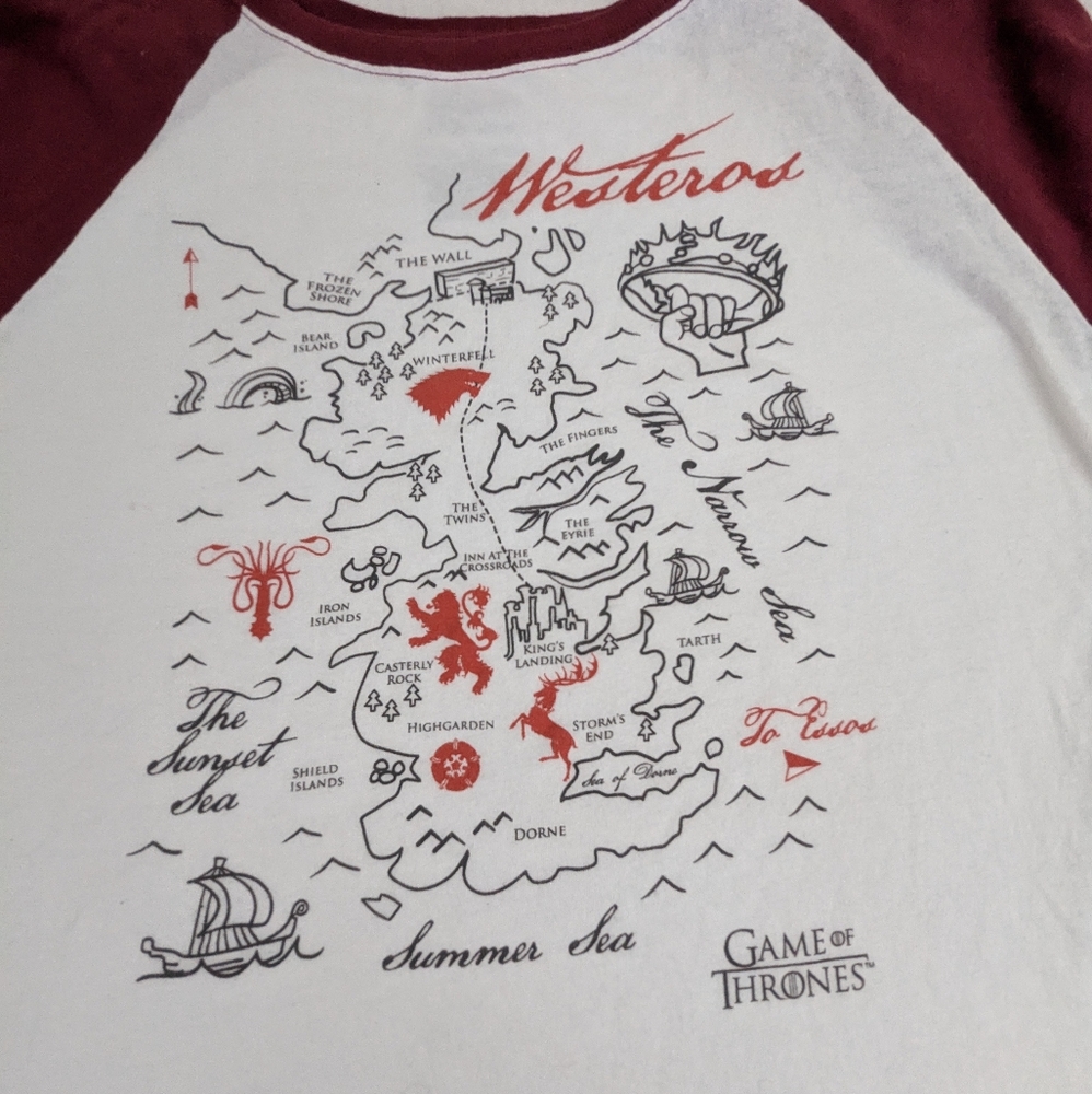 GAME OF THRONES White And Maroon Jersey Medium